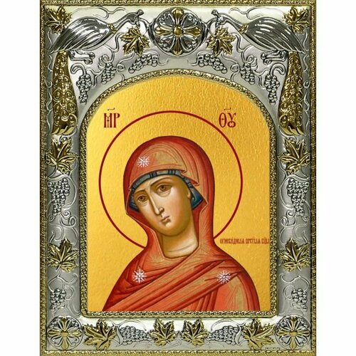 Икона Божья Матерь Огневидная, 14x18 в серебряном окладе, арт вк-4988