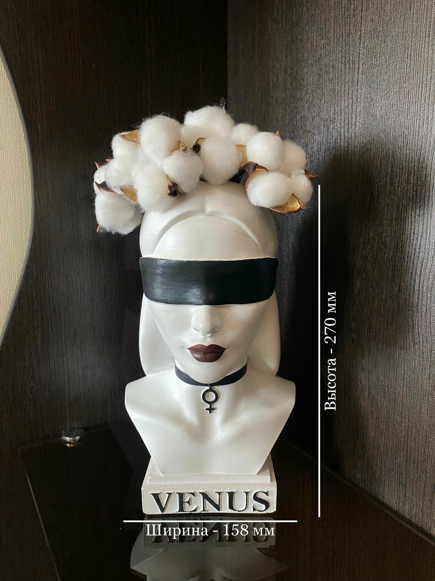 Кашпо органайзер Голова женщины Венера, девушка, скульптура из гипса, для сухоцветов