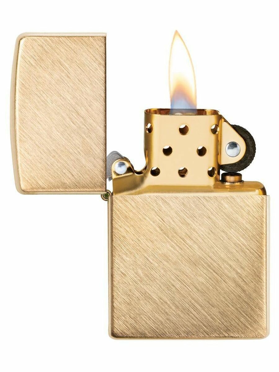 Оригинальная бензиновая зажигалка ZIPPO Classic 29830 с покрытием Herringbone Sweep Brass - фотография № 9