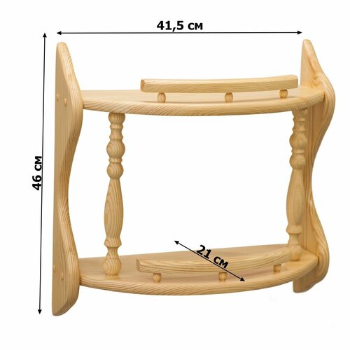 Полка настенная прямая 2-ая (с балясинами) (42 см) №30 41,5х21х46 см