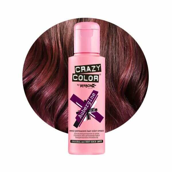 Бордовая краска для волос CRAZY COLOR Aubegrine 50