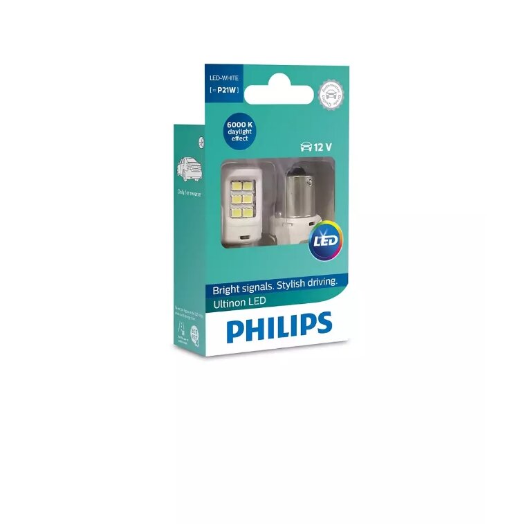 Лампы автомобильные светодиодные PHILIPS P21W 12V LED Ultinon WHITE 2 шт. 6000K PHILIPS-11498ULWX2