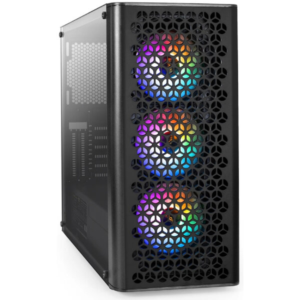 Корпус Miditower ExeGate EVO-9202-NPX500 (ATX, БП 500NPX с вент. 12 см, с окном, 1*USB+1*USB3.0, аудио, черный, 3 вент. 12см с RGB подсветкой) EX294971RUS