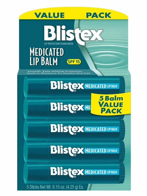 Бальзам для губ Blistex, 5 шт в упаковке, для всех типов кожи