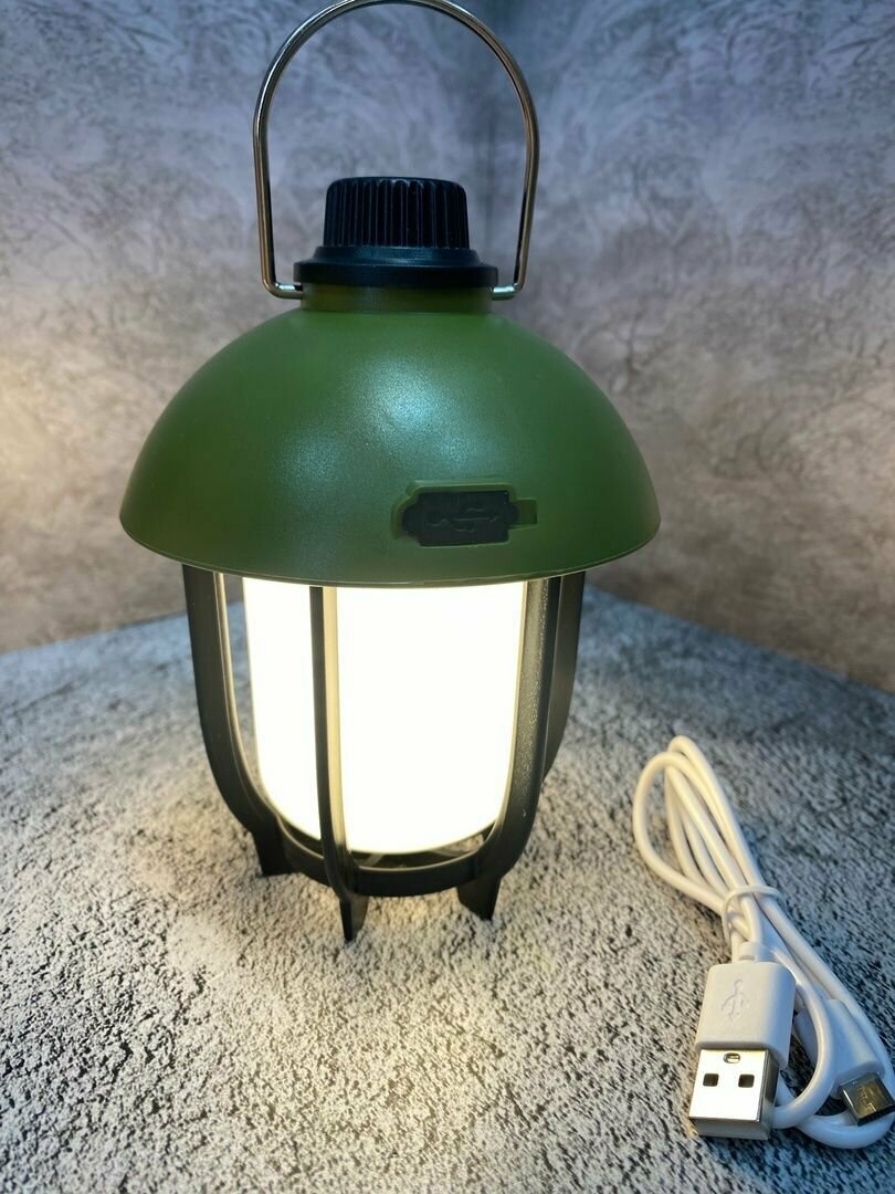 фото Ретро портативный фонарь для кемпинга 5200 мАч, 9-72 часа, с регулируемой яркостью, перезаряжаемый Type-C