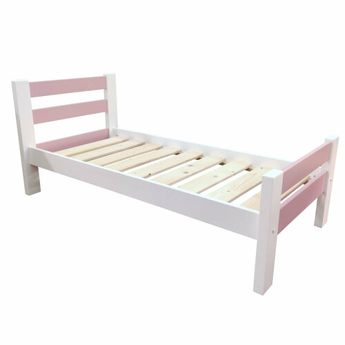 Кровать Классика 700 х 1600 сосна, эмаль (розовый/белый)