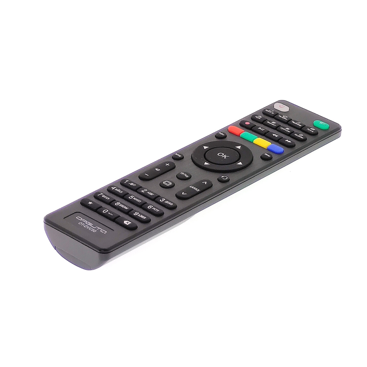 Пульт универсальный Орбита OT-DVC50, для МТС ТВ приставок, питание 2xAAA, дальность 10м, чёрный — фото 1