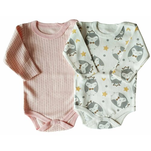 Боди Pino Baby детское, на кнопках, 2 шт., размер 62/0-3 мес., розовый, белый