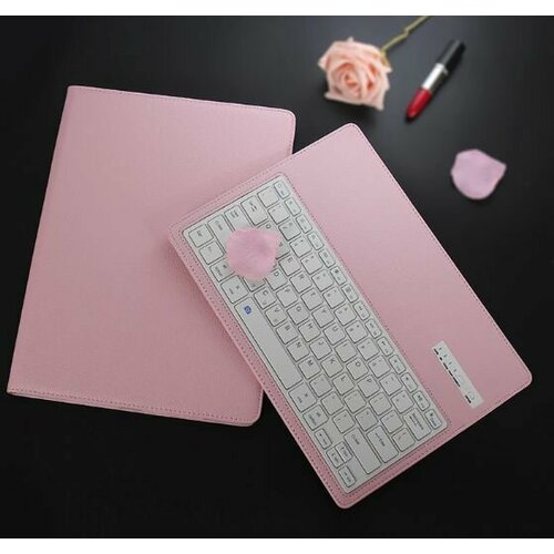 Фирменная клавиатура с чехлом, съёмная беспроводная Bluetooth-клавиатура розовая кожаная
