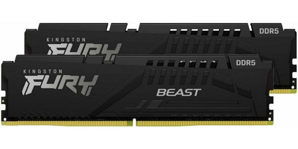 Оперативная память для компьютера 64Gb (2x32Gb) PC5-48000 6000MHz DDR5 DIMM Unbuffered CL40 Kingston FURY Beast KF560C40BBK2-64