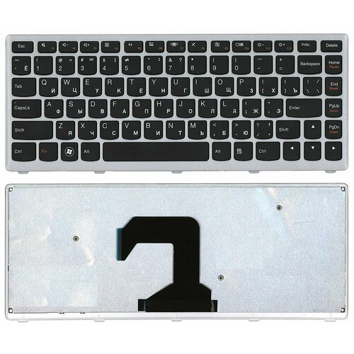 Клавиатура для ноутбука Lenovo IdeaPad U410 черная с серебристой рамкой клавиатура для ноутбука toshiba v130526as3 черная c серебристой рамкой