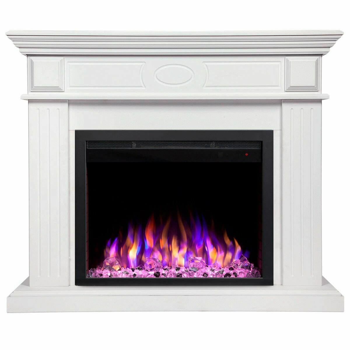 Электрокамин RealFlame Nord WT с Saphir 25,5, 6 вариантов цвета пламени, обогрев, звук, пульт, белый матовый