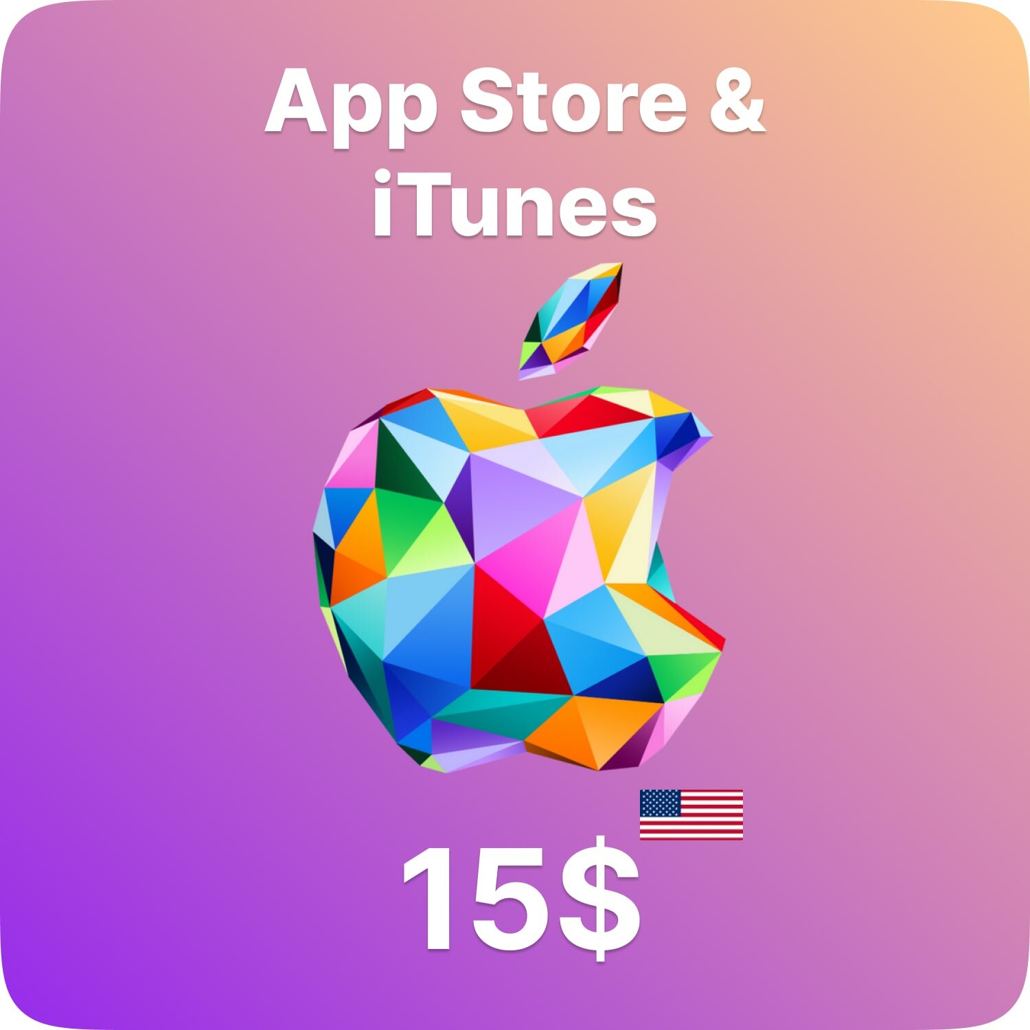Карта пополнения iTunes Card, подарочная карта App Store США номинал 15 USD, AppStore Gift Card 15$ USA