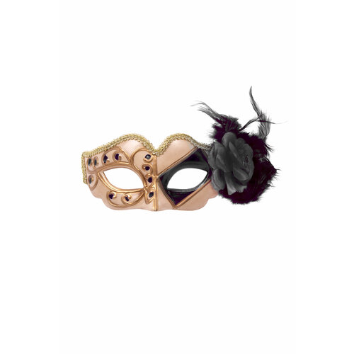 Маска венецианская / Полумаска карнавальная с цветком венецианская маска volpina золотая с черным узором 10307
