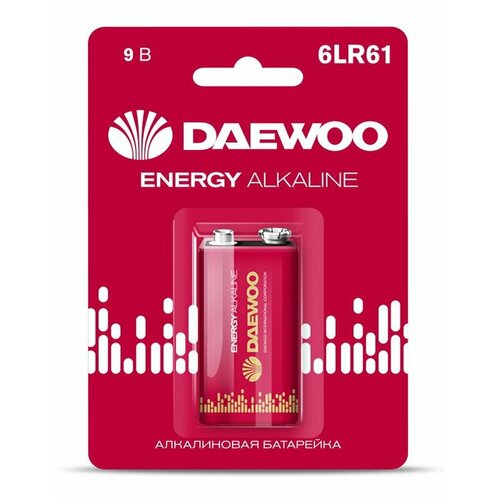 Элемент питания алкалиновый крона 6LR61 9В Energy Alkaline 2021 BL-1 DAEWOO 5029729 батарейки daewoo lr03 energy alkaline 2021 bl 2 20 шт