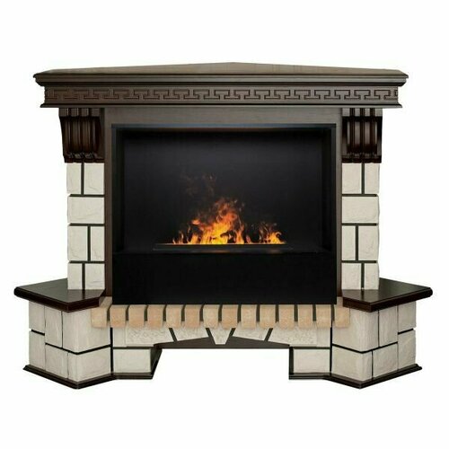 Электрокамин RealFlame Stone Coner 26 AO с очагом 3D Cassette 630 Black Panel камин realflame stone new corner 26 ao с moonblaze lux s br