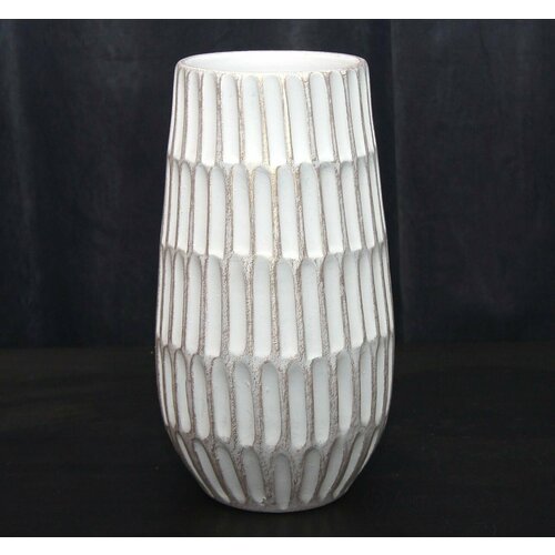 Ваза для цветов керамическая декоративная интерьерная Ритм белый жемчуг конус h25см 79-123 красивая необычная в подарок Кристафлор 3500₽