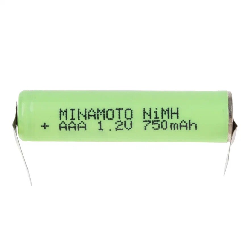 Аккумулятор MINAMOTO MH-750AАА, NiMH, 1,2 В, 750 мАч с лепестковыми выводами PK1