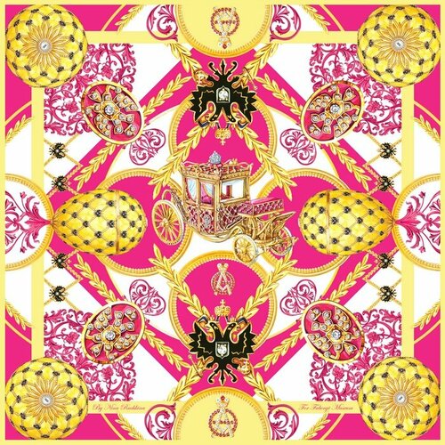 фото Платок русские в моде by nina ruchkina,90х90 см, белый, мультиколор