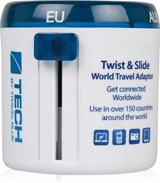 Адаптер Travel Blue Twist & Slide Travel Adaptor, голубой/белый - фотография № 12