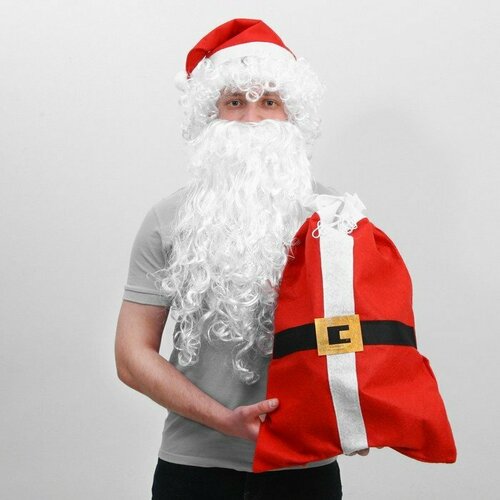 Подарки Карнавальный набор Деда Мороза (колпак, мешок, парик, борода)