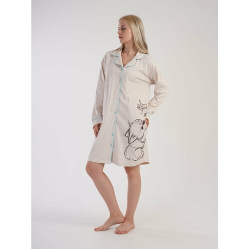 фото Халат vienetta, размер 50, бежевый