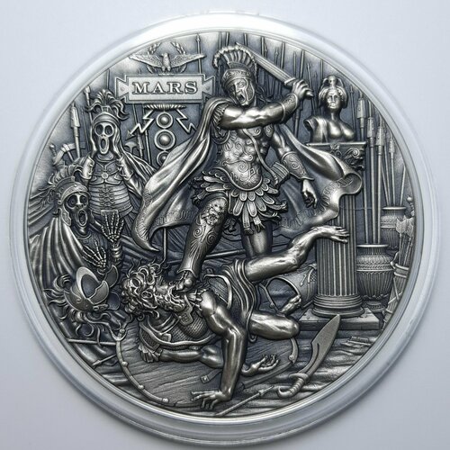 Монета коллекционная серебряная Ниуэ 2 доллара 2021 Марс - Римские боги клуб нумизмат монета 2 доллара ниуэ 2021 года серебро годзила