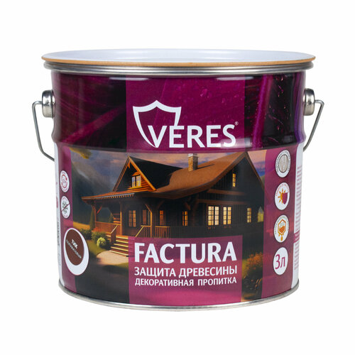 Декоративная пропитка для дерева Veres Factura, полуматовая, 3 л, тик