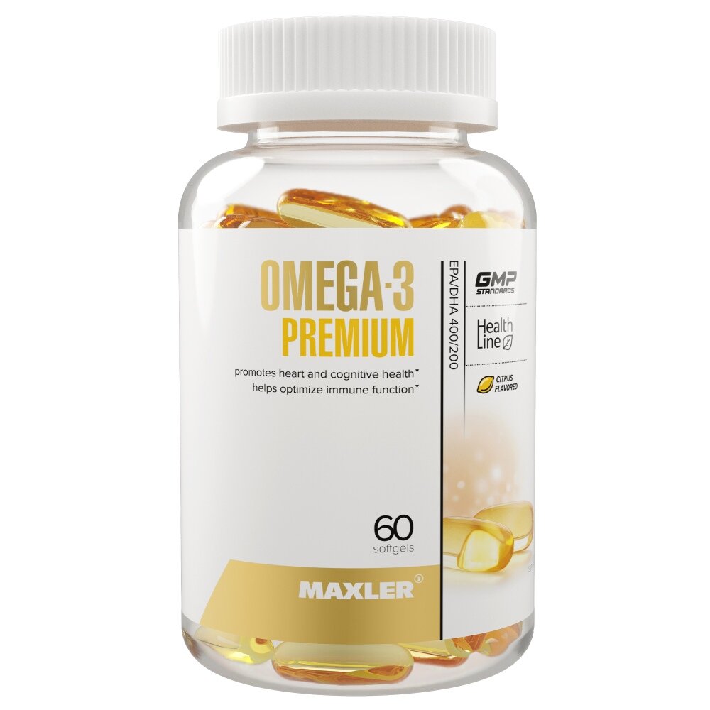 Maxler USA Omega-3 Premium, 60 капсул гелевых, Вкус Citrus / Цитрус