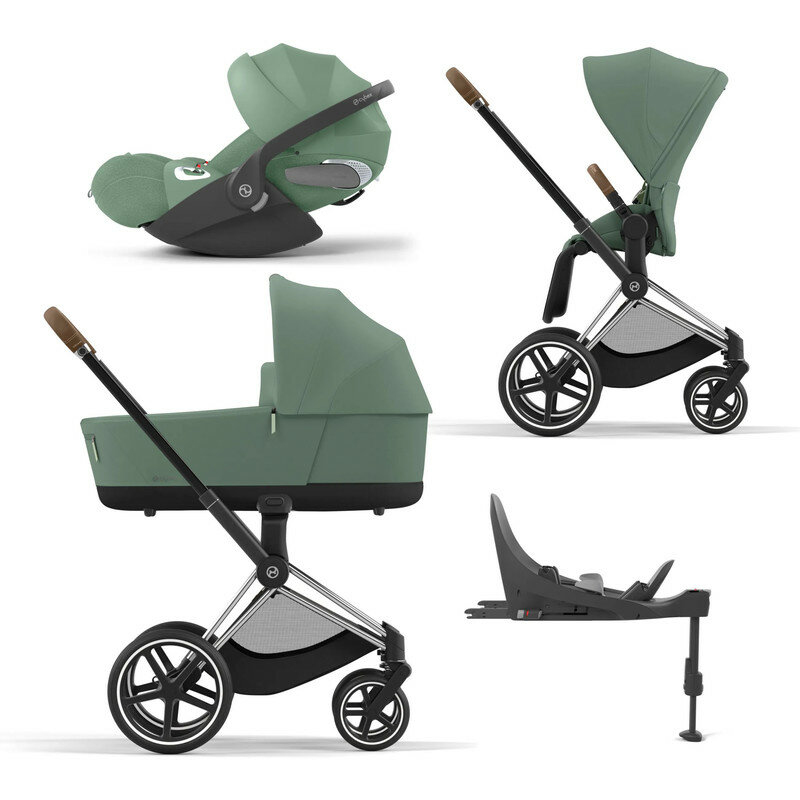 Cybex Priam IV Коляска 4 в 1, шасси IV Chrome Brown/Leaf Green