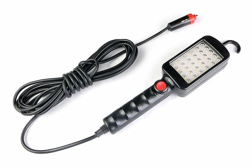Лампа переноска светодиодная LED от прикуривателя авто 12-24В с проводом и крюком