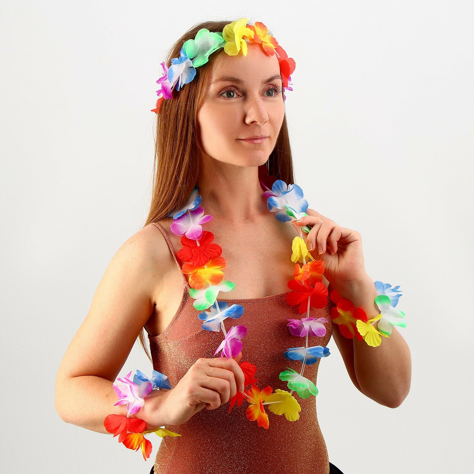 Гавайский набор (ожерелье+венок+2 браслета) 320315