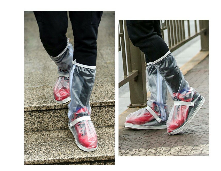 Чехлы дождевики (бахилы многоразовые) для защиты обуви дождевые мотобахилы прозрачные
