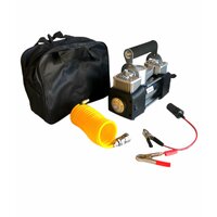 Мощный автомобильный двухпоршневой компрессор с питанием от аккумулятора или от прикуривателя, мощностью 65 л/мин это незаменимый  ...