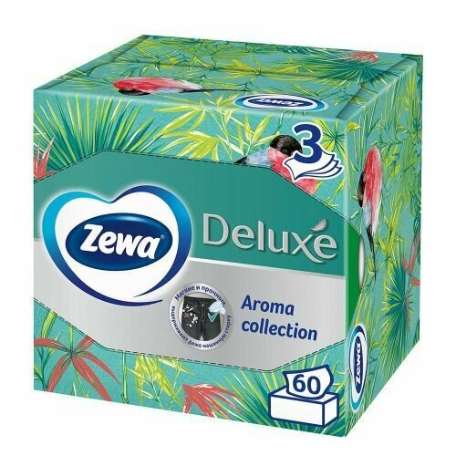 Салфетки бумажные в коробке Zewa Deluxe Арома Коллекция, 3 слоя, 60 шт.