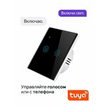 Умный выключатель Wi-Fi универсальный с нулем + конденсатор в комплекте двухклавишный. - изображение