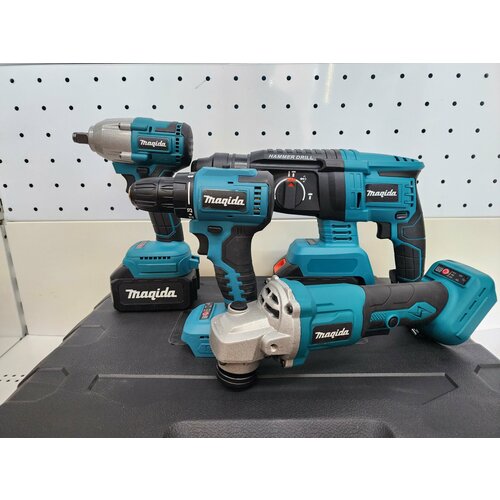 Набор аккумуляторного инструмента Magida 4 в 1 ушмперфораторгайковертшуруповерт 88В 3Ач кейс 1860000₽