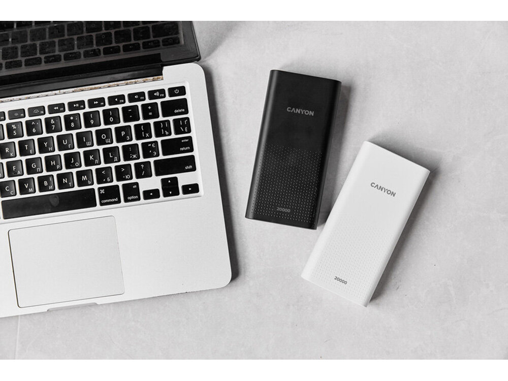 Аккумулятор внешний портативный Canyon 20000mAh, micro-USB/USB Type-C, 2*USB Type-A, black - фото №9