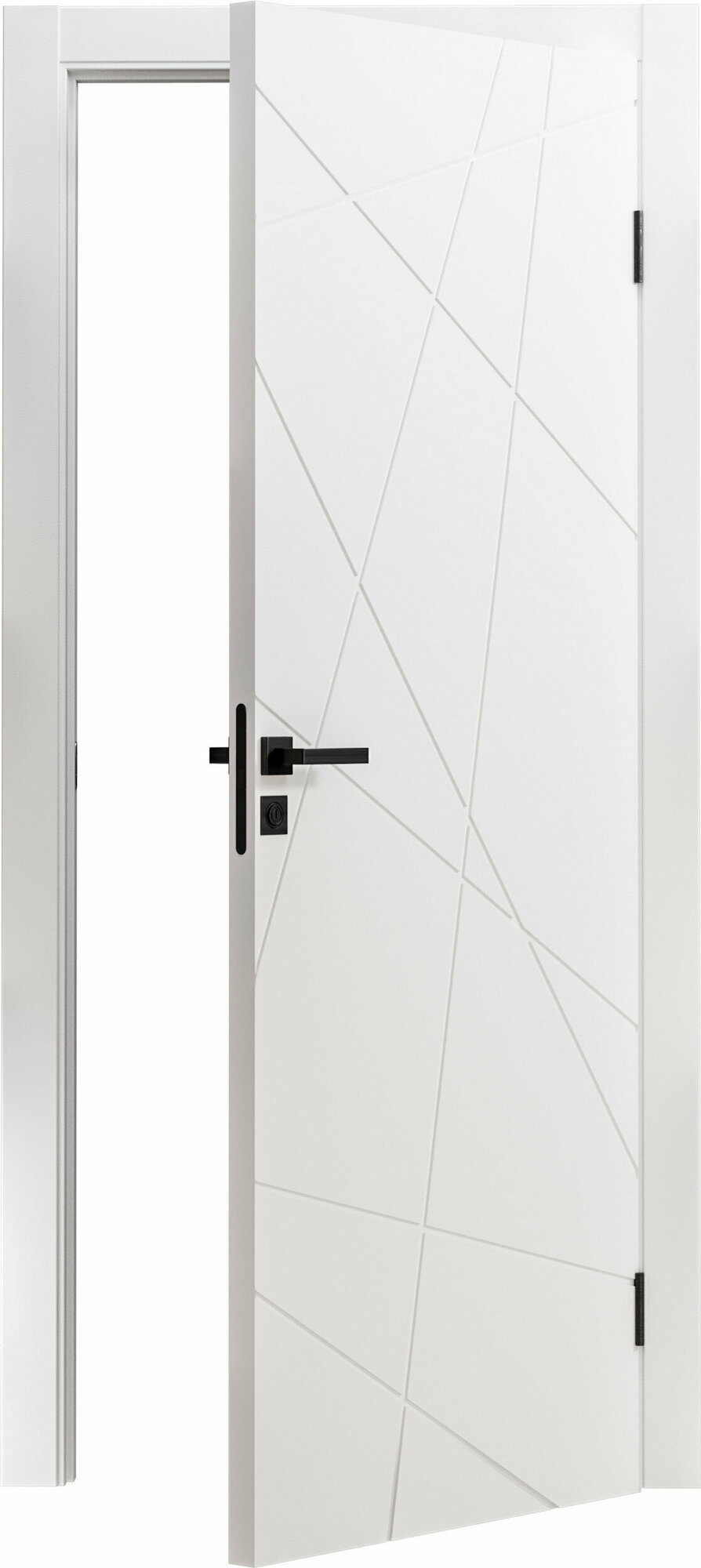фото Межкомнатная дверь ВДК Emalit Паутинка, Цвет белоснежная шагрень, 800x2000 мм (комплект: полотно + коробочный брус + наличники)