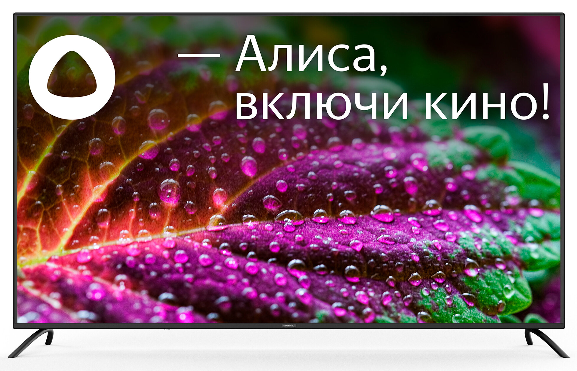 Телевизор LED Starwind 65" SW-LED65UG402 Яндекс. ТВ стальной/черный 4K Ultra HD 60Hz DVB-T DVB-T2 DVB-C DVB-S DVB-S2 USB WiFi Smart TV