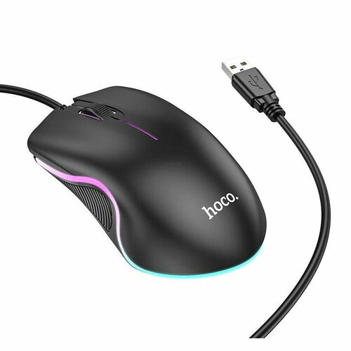 Мышь проводная HOCO GM19 оптическая кабель 14м цвет чёрный 39000₽