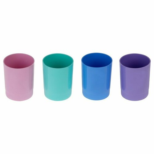 Подставка-стакан для канцелярии, Стамм Лидер, 4 пастельных цвета, микс(12 шт.) подставка стакан стамм лидер пластиковая круглая пастельные цвета ассорти