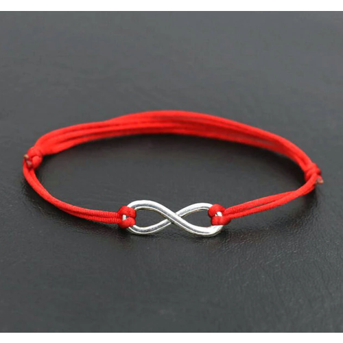 фото Браслет-нить, серебряный, красный аlliancemarket