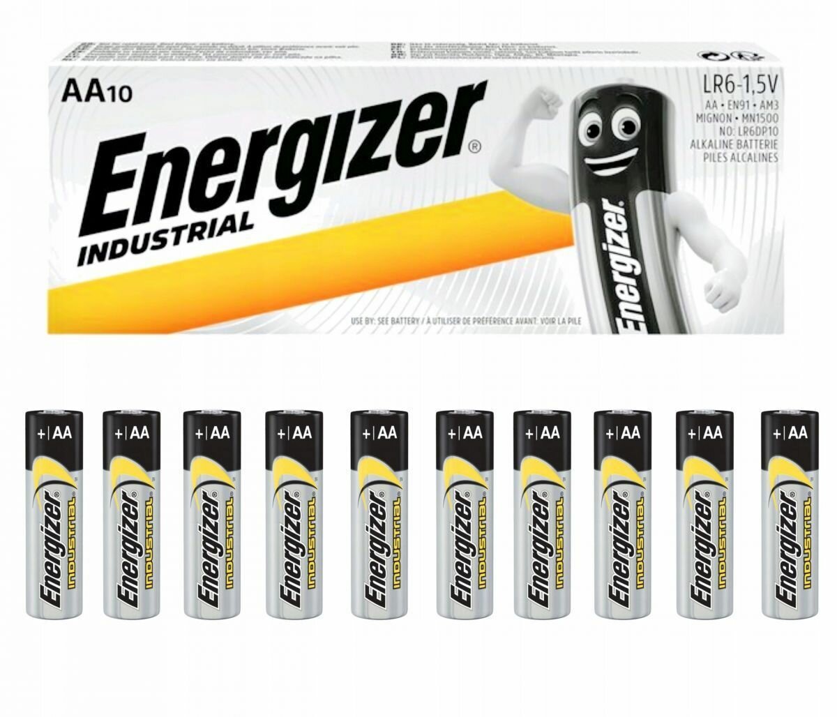 Батарейки Energizer Industrial АА LR6, 10 штук в уп.