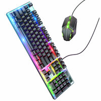 Набор клавиатура+мышь проводная HOCO, Luminous, GM18, мембранная, цвет: чёрный, (арт.6931474783684)