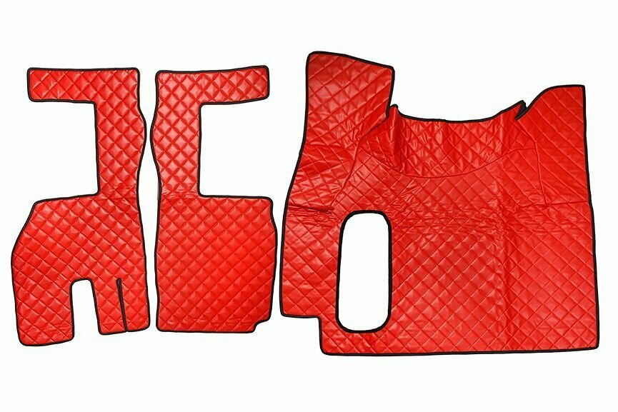 фото Коврик экокожа в грузовик VOLVO с 2002-2013г с автоматом (стеганый) Красный