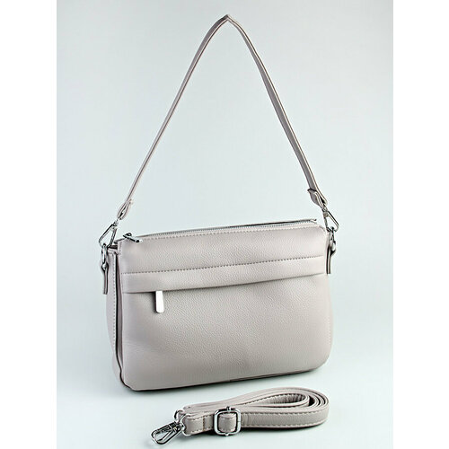 фото Сумка кросс-боди , фактура зернистая, серый adafman