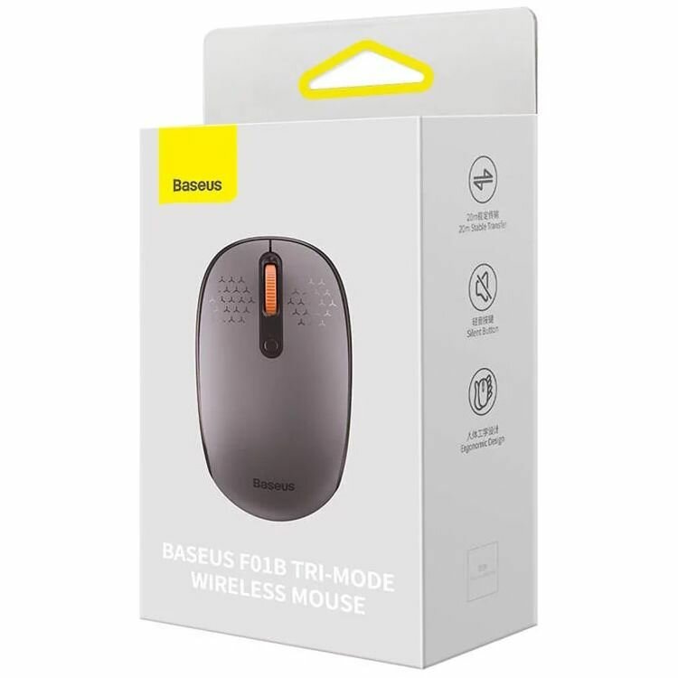 Трехрежимная беспроводная мышь Baseus F01B (2.4Ghz, BT3.0, BT5.0) B01055503833-00, серая — фото 7