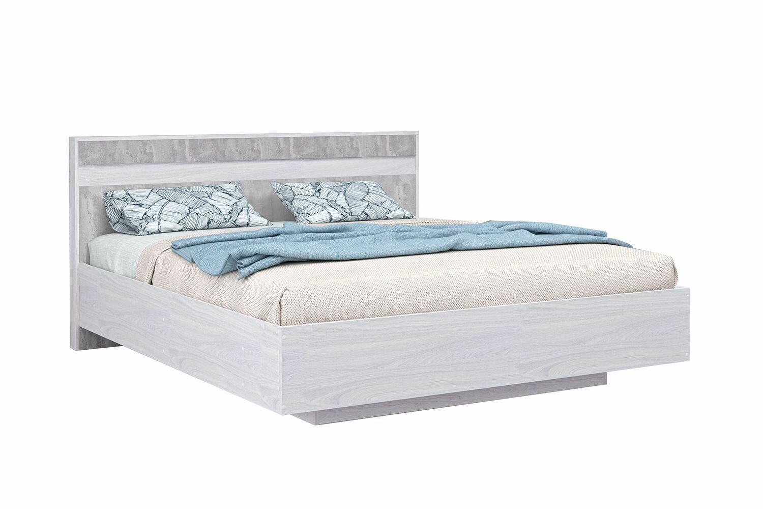 Двухспальная парящая кровать Бетти 160*200 Анкор светлый/Бетонный камень