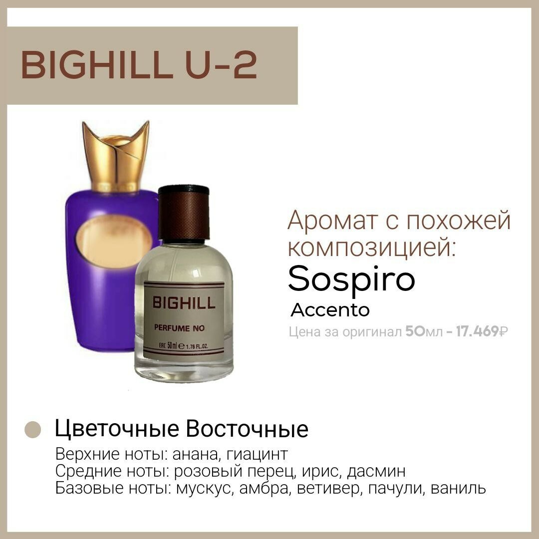 Премиальный селективный парфюм Bighill U-2 (Accento Sospiro) 50мл.